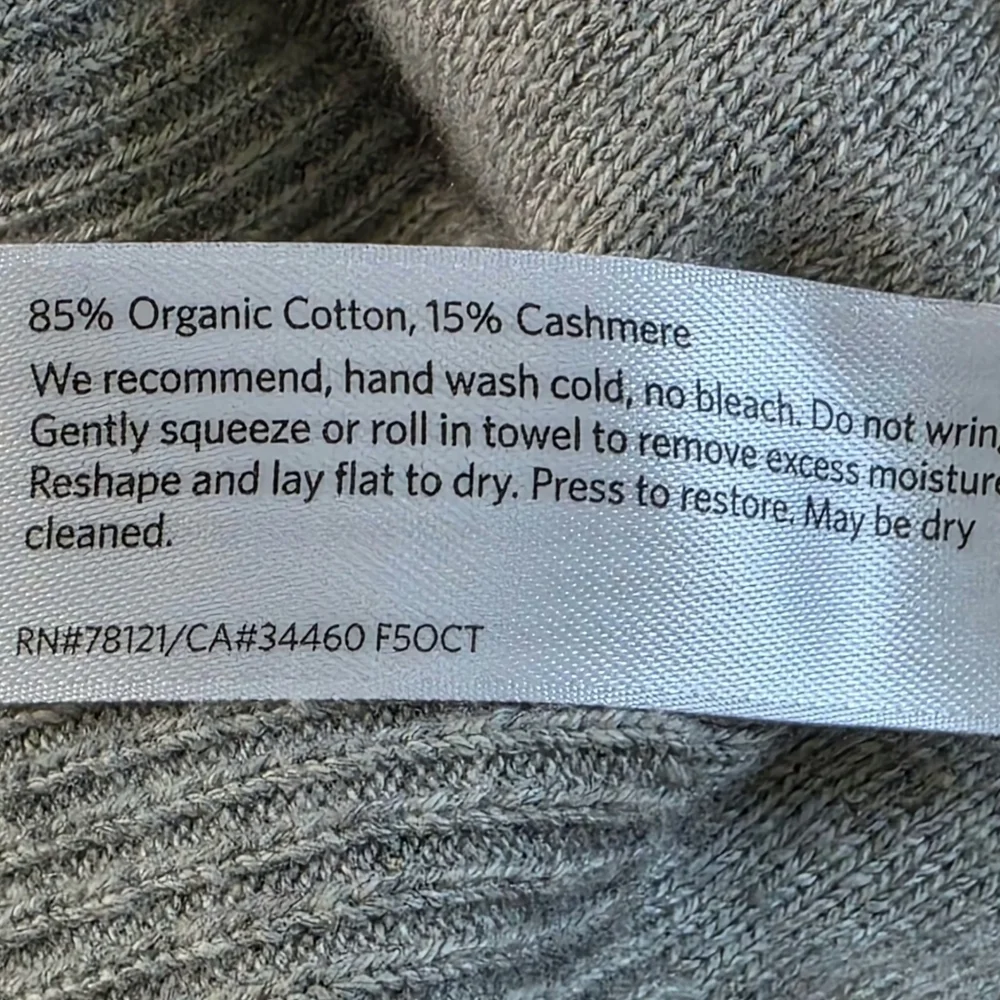 Eileen Fisher Organic Cotton & Cashmere Knit Grey Dress, Size Small - Picture 7 of 7